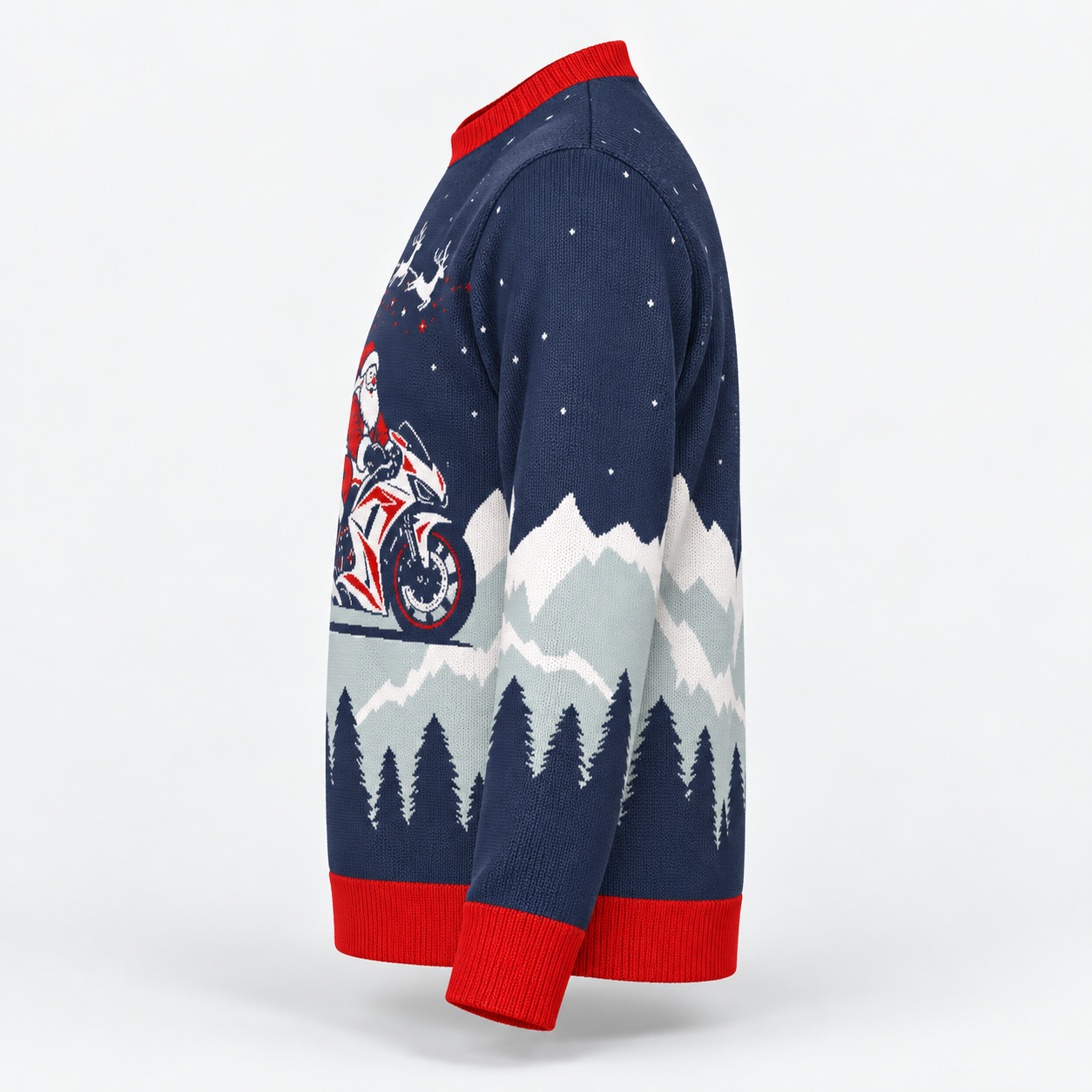Image of Santa on a Superbike Christmas Sweater | Sportbike Holiday Knit Sweater