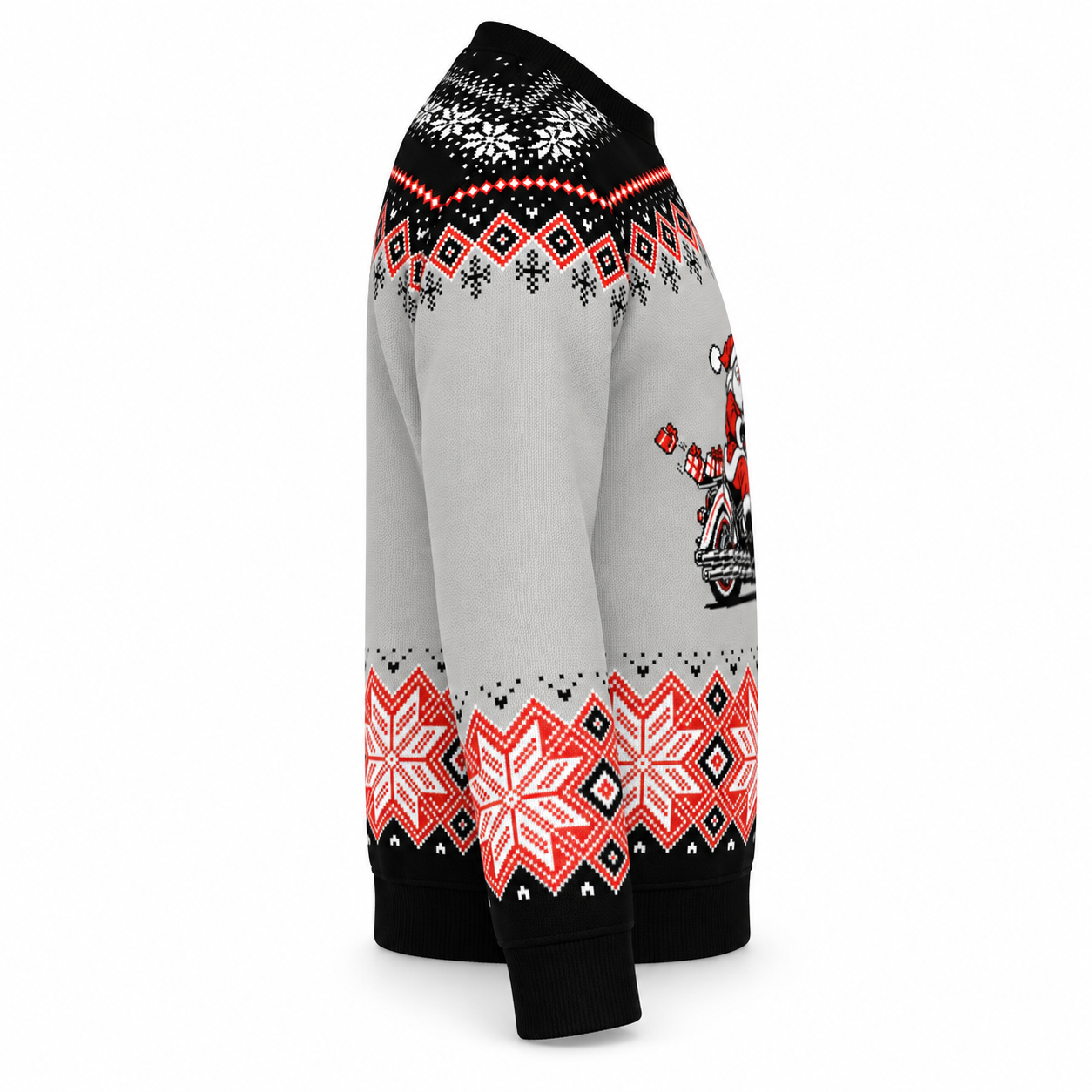 Image of Santa on a Harley Christmas Sweater | Cruiser Motorcycle Holiday Knit Sweater