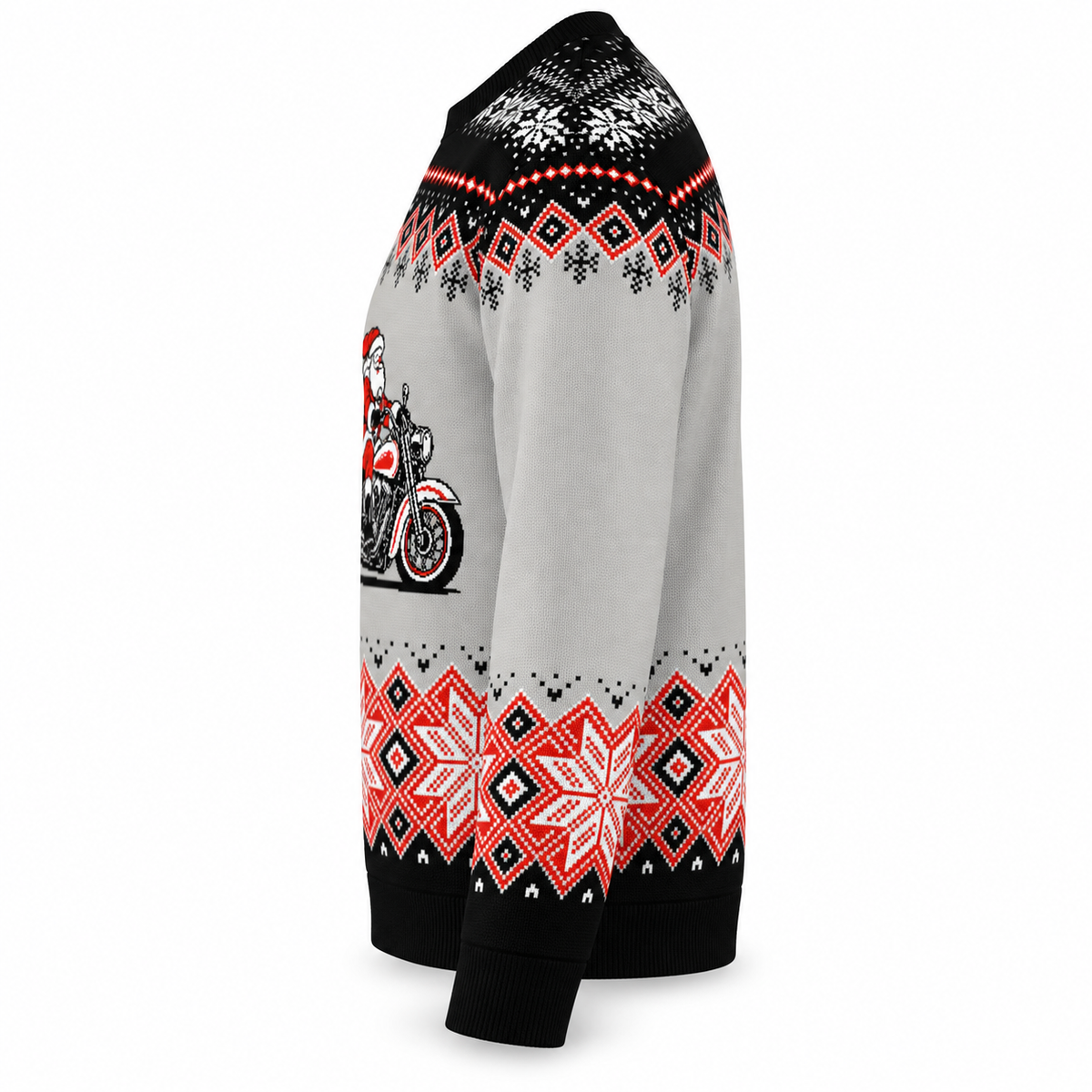 Santa on a Harley Christmas Sweater | Cruiser Motorcycle Holiday Knit Sweater