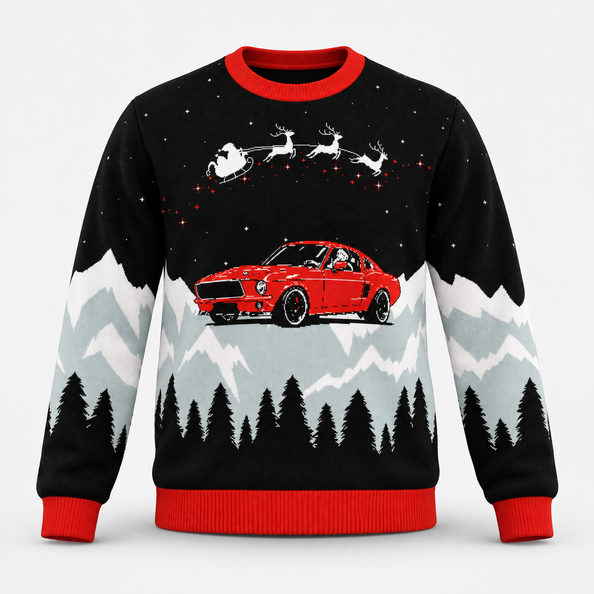 Ford Mustang Christmas Sweater | Classic Pony Car Holiday Knit Sweater