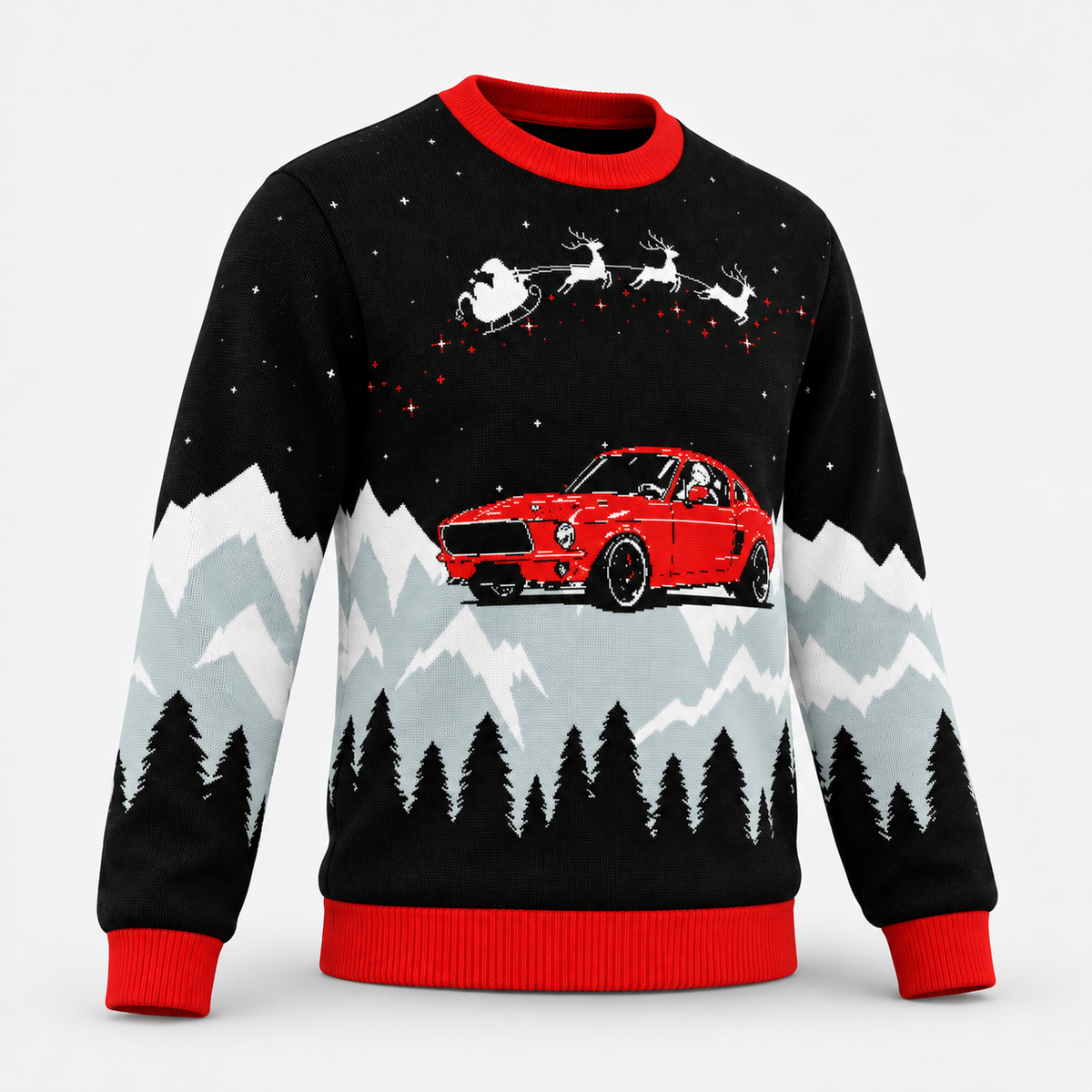 Ford Mustang Christmas Sweater | Classic Pony Car Holiday Knit Sweater