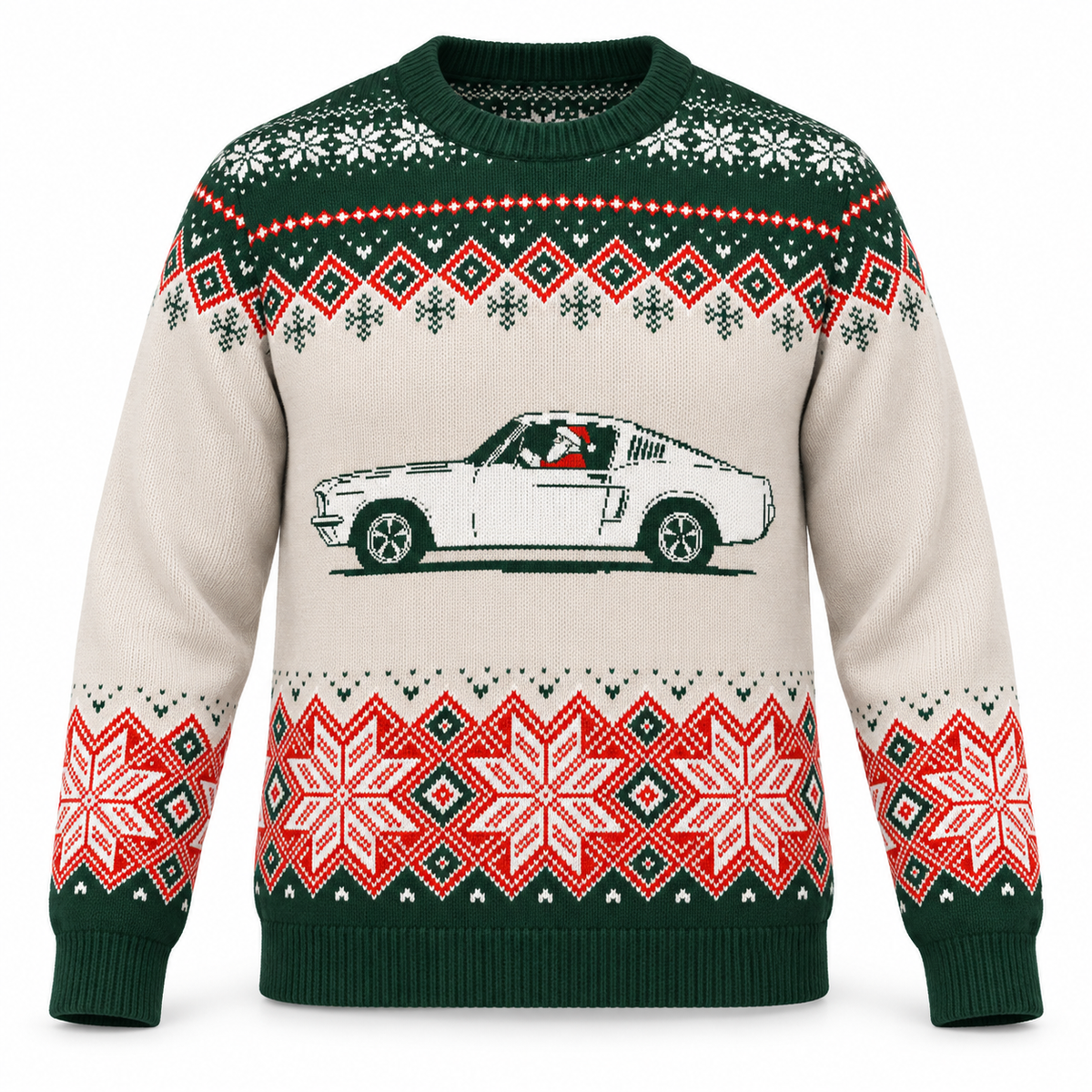 Fastback Mustang Christmas Sweater | Classic Muscle Holiday Knit Sweater