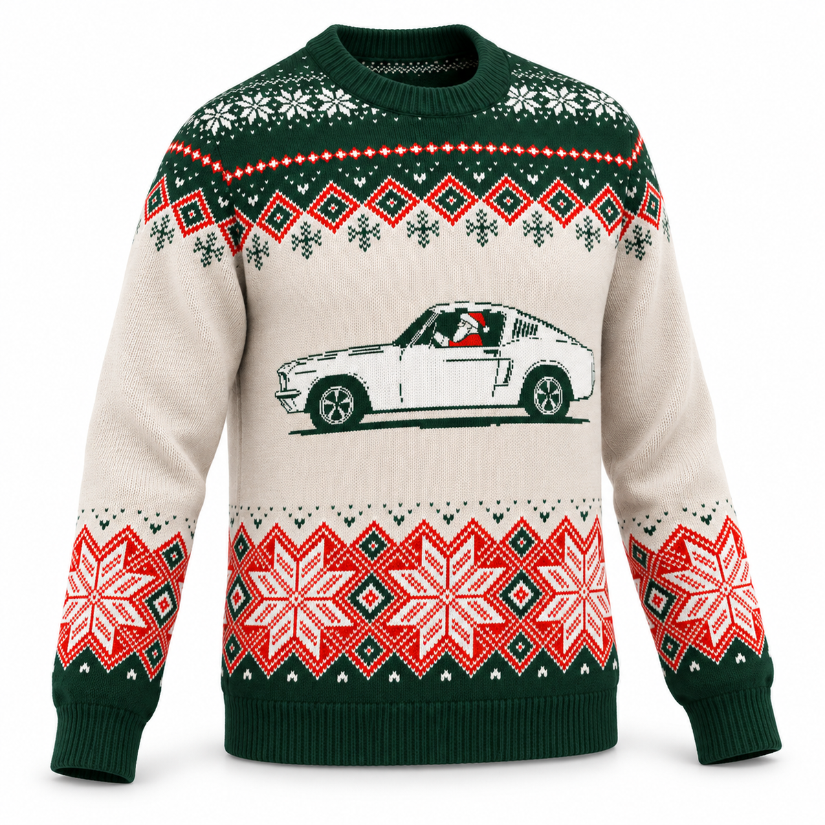 Fastback Mustang Christmas Sweater | Classic Muscle Holiday Knit Sweater