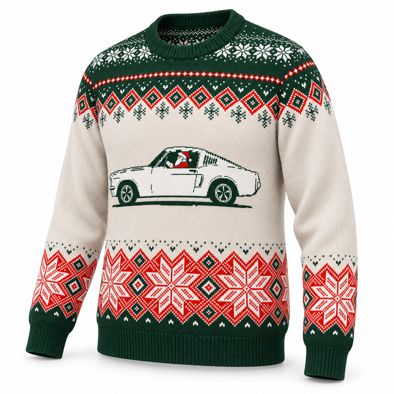 Image of Fastback Mustang Christmas Sweater | Classic Muscle Holiday Knit Sweater