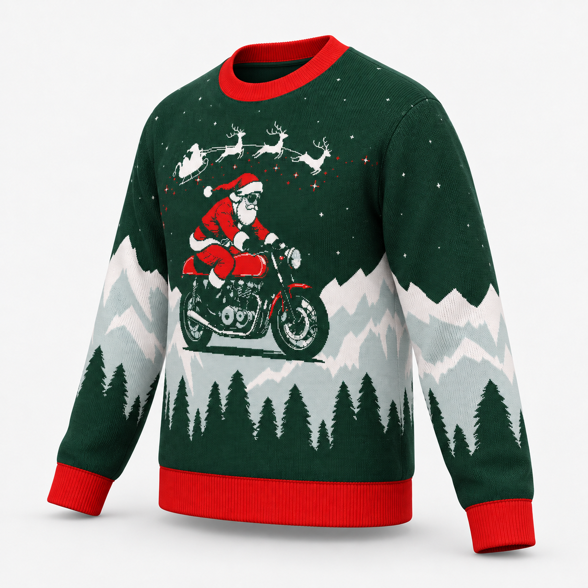 Cafe Racer Christmas Sweater | Vintage Motorcycle Holiday Knit Sweater
