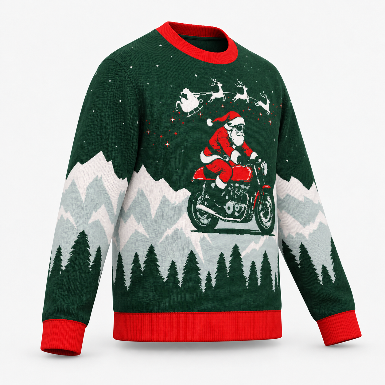 Image of Cafe Racer Christmas Sweater | Vintage Motorcycle Holiday Knit Sweater