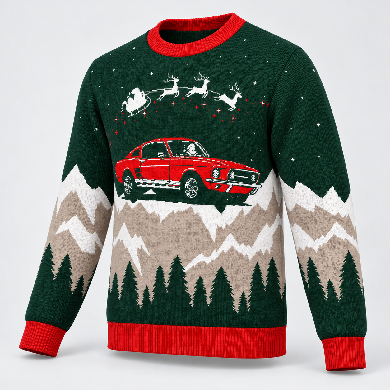 Image of Fastback Mustang In the Night Sky Christmas Sweater