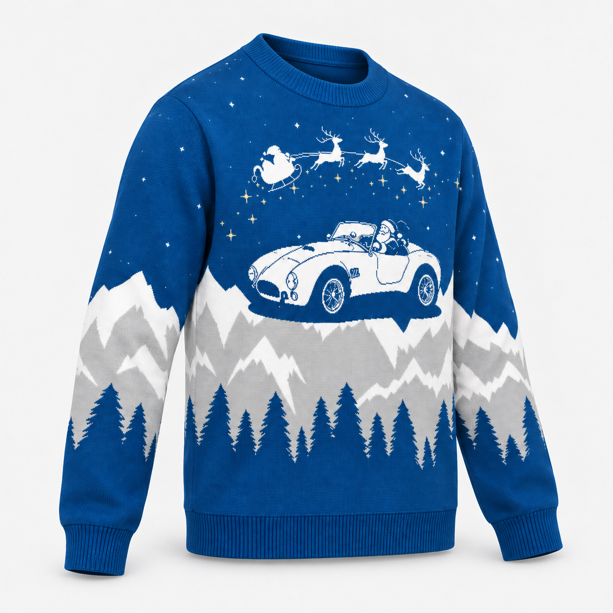Classic Car Christmas Sweater | Vintage Auto Holiday Knit Sweater