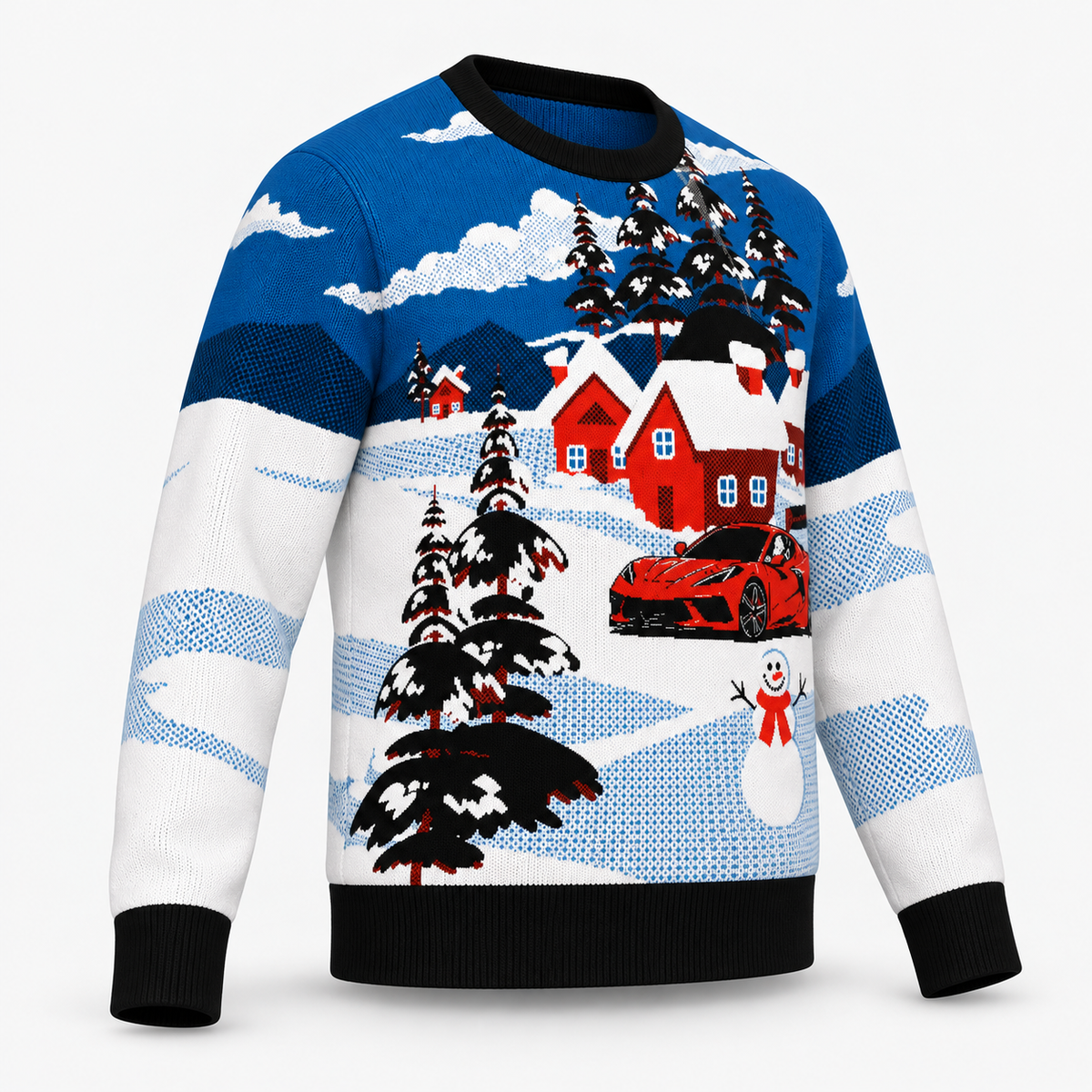 C8 Corvette In Driveway Christmas Sweater