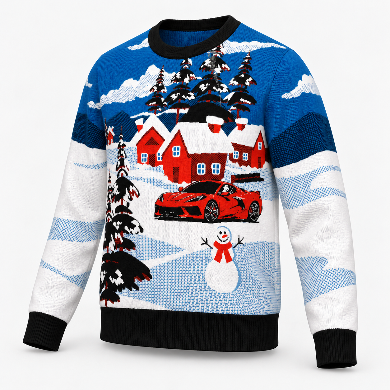Image of C8 Corvette In Driveway Christmas Sweater