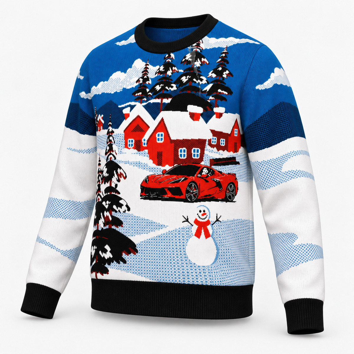 C8 Corvette In Driveway Christmas Sweater