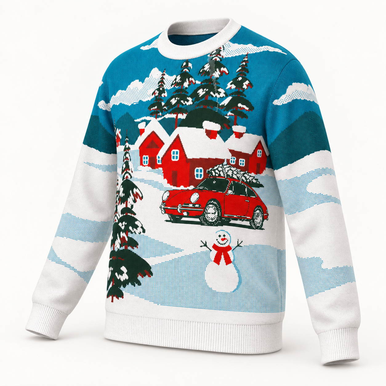 Image of Porsche 911 Christmas Sweater | Holiday Porsche Scene Knit Sweater