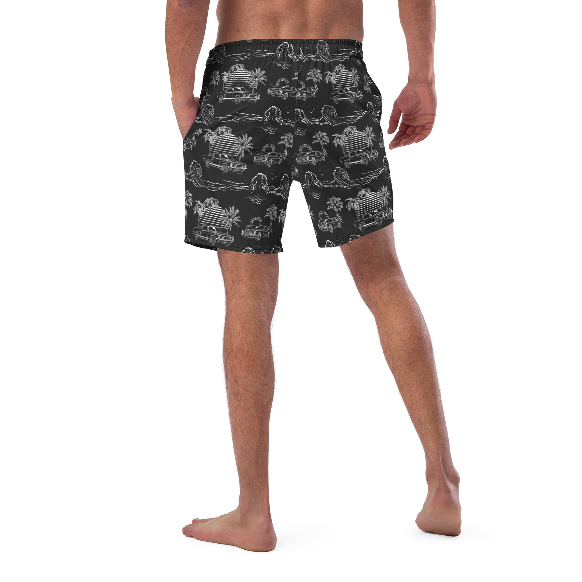 Image of Mustang Shelby Tropical Print Swim Trunks