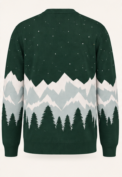 Image of Merry Moto Ugly Christmas Knit Sweatshirt | Green Dirt Bike Holiday Sweater