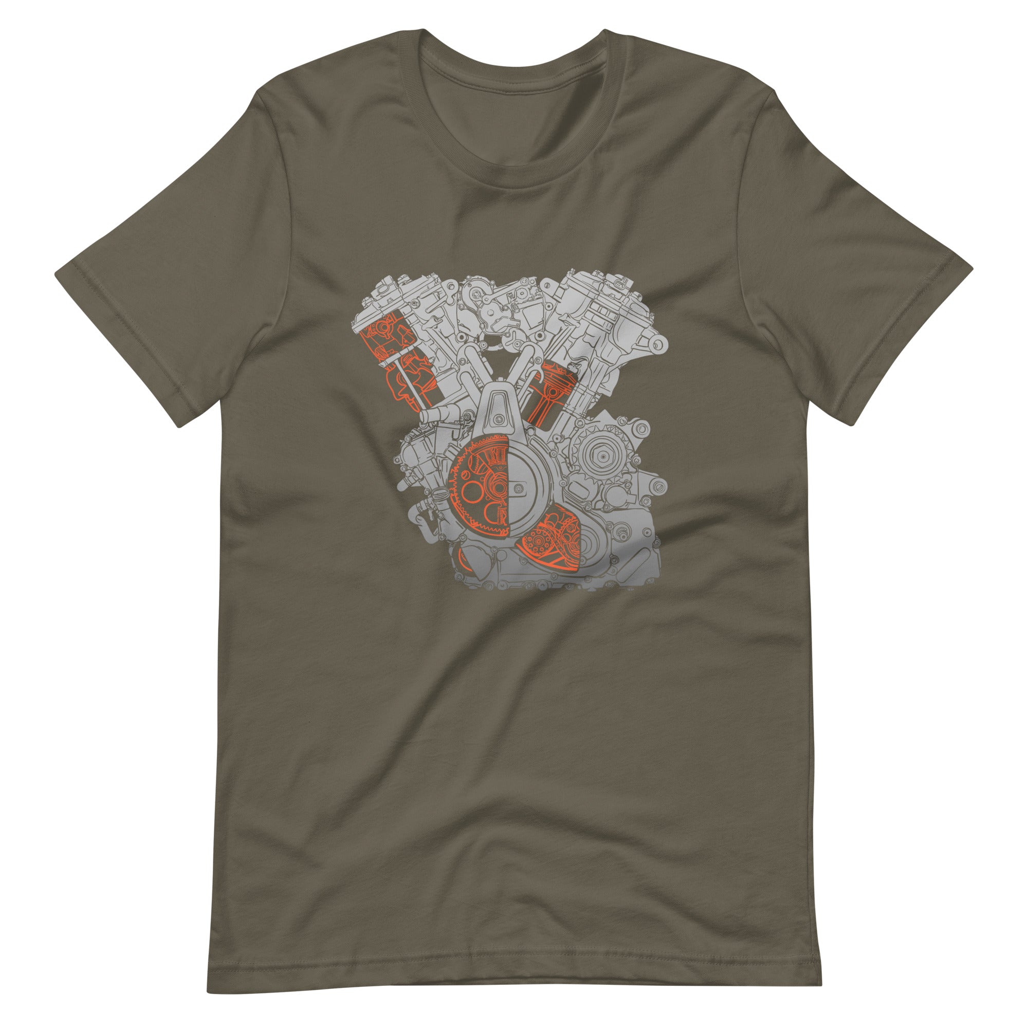 【oan】America Cycle Pigment Short Sleeve T-Shirt Pan America Engine Cutaway