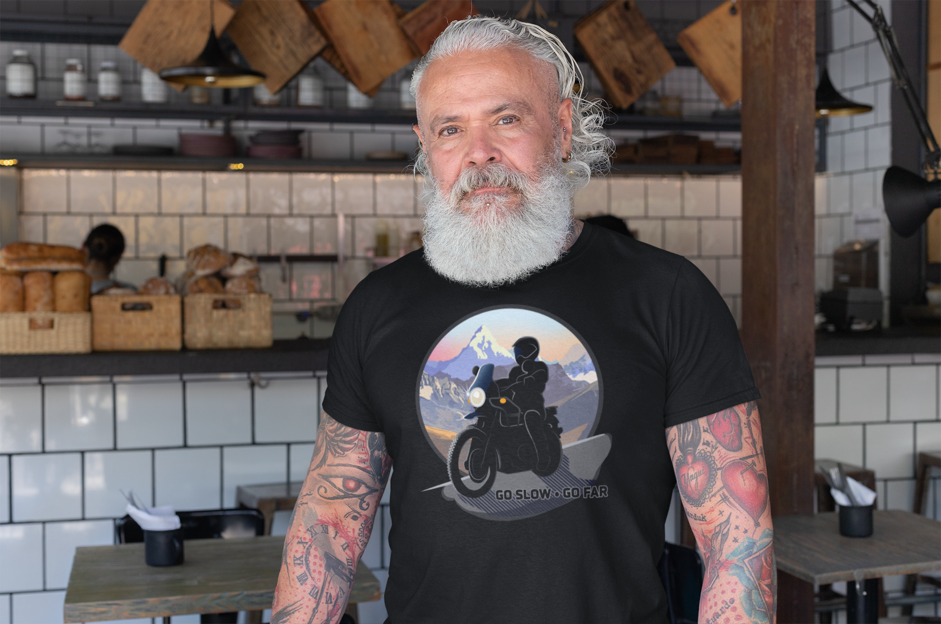 "Go Slow, Go Far" Adventure Motorcycle Rider