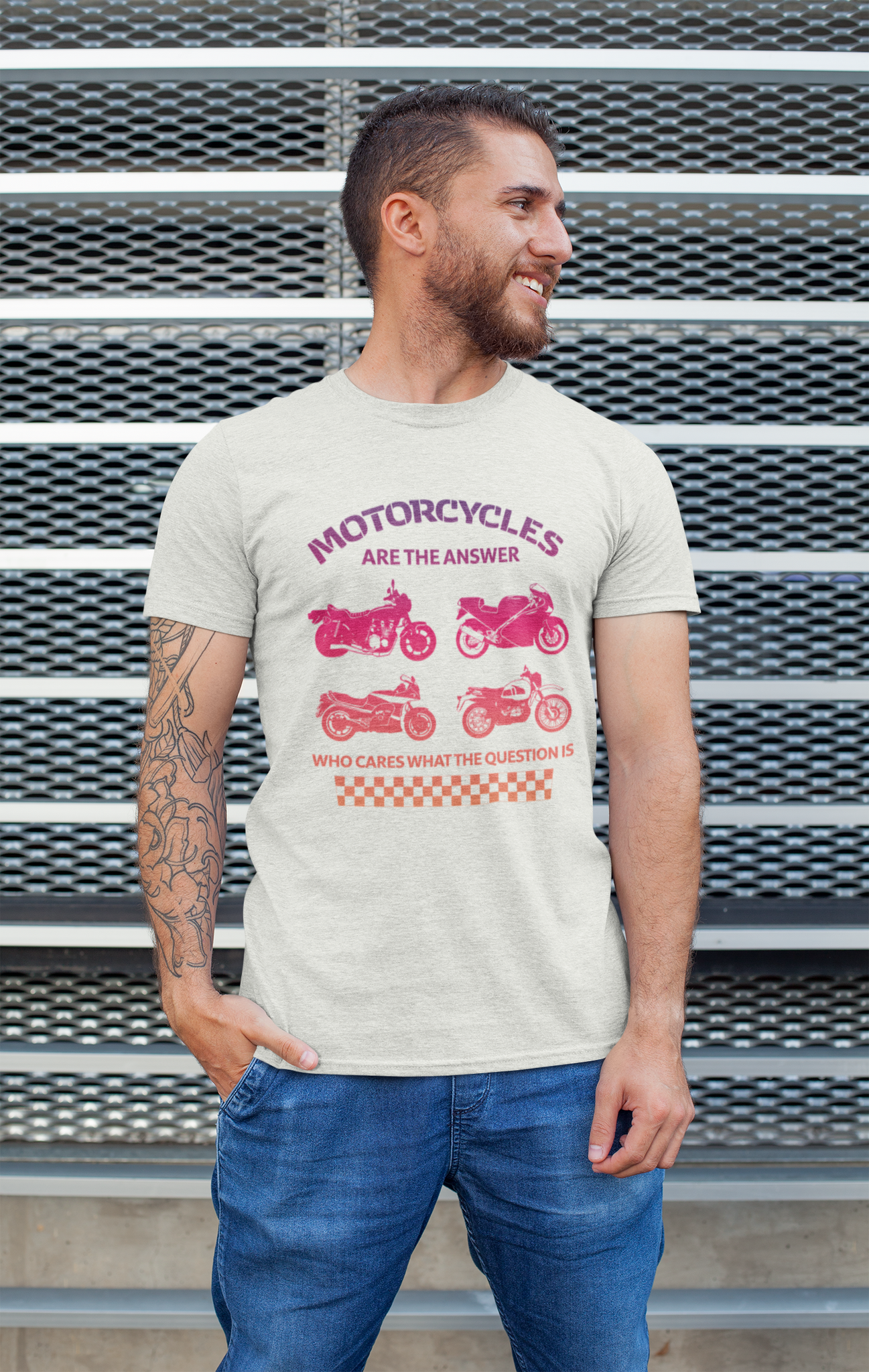 "Motorcycles Are the Answer" Tee Shirt - Red Gradient