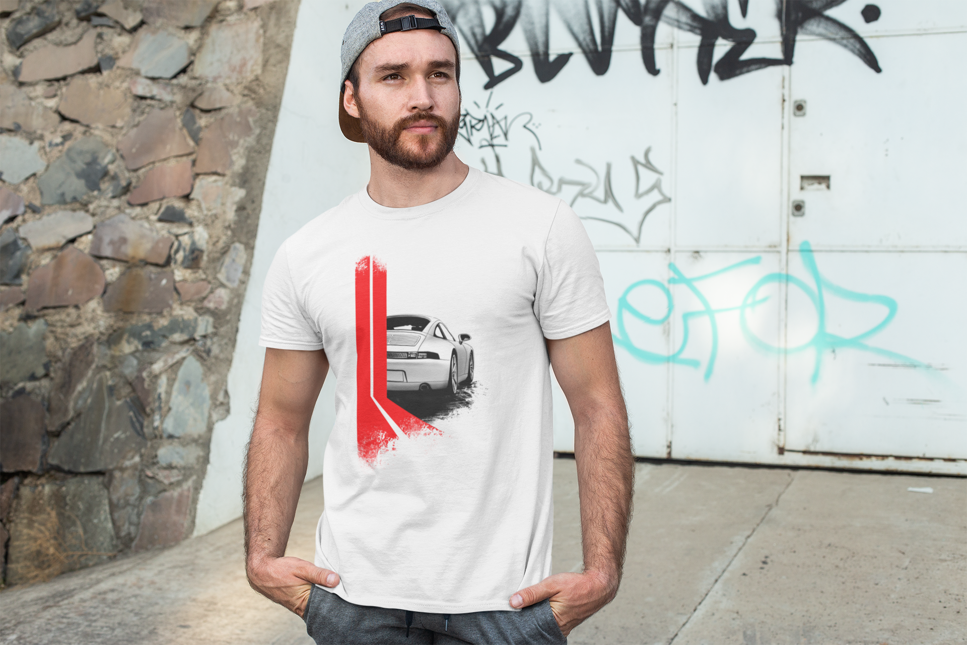Image of Flat Six / 993 Porsche 911 Tee-Shirt (Red)