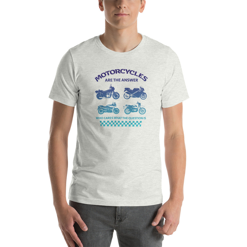 "Motorcycles Are The Answer" Blue Gradient T-Shirt