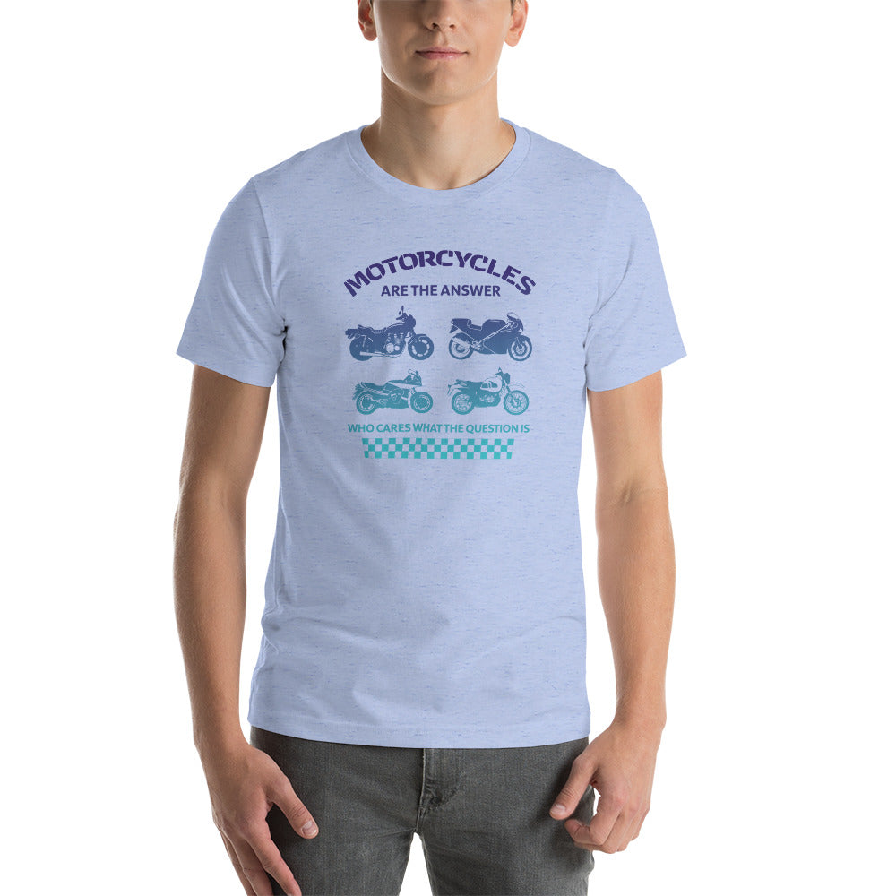 "Motorcycles Are The Answer" Blue Gradient T-Shirt