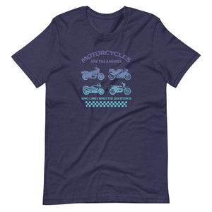 "Motorcycles Are the Answer" Tee Shirt - Blue Gradient