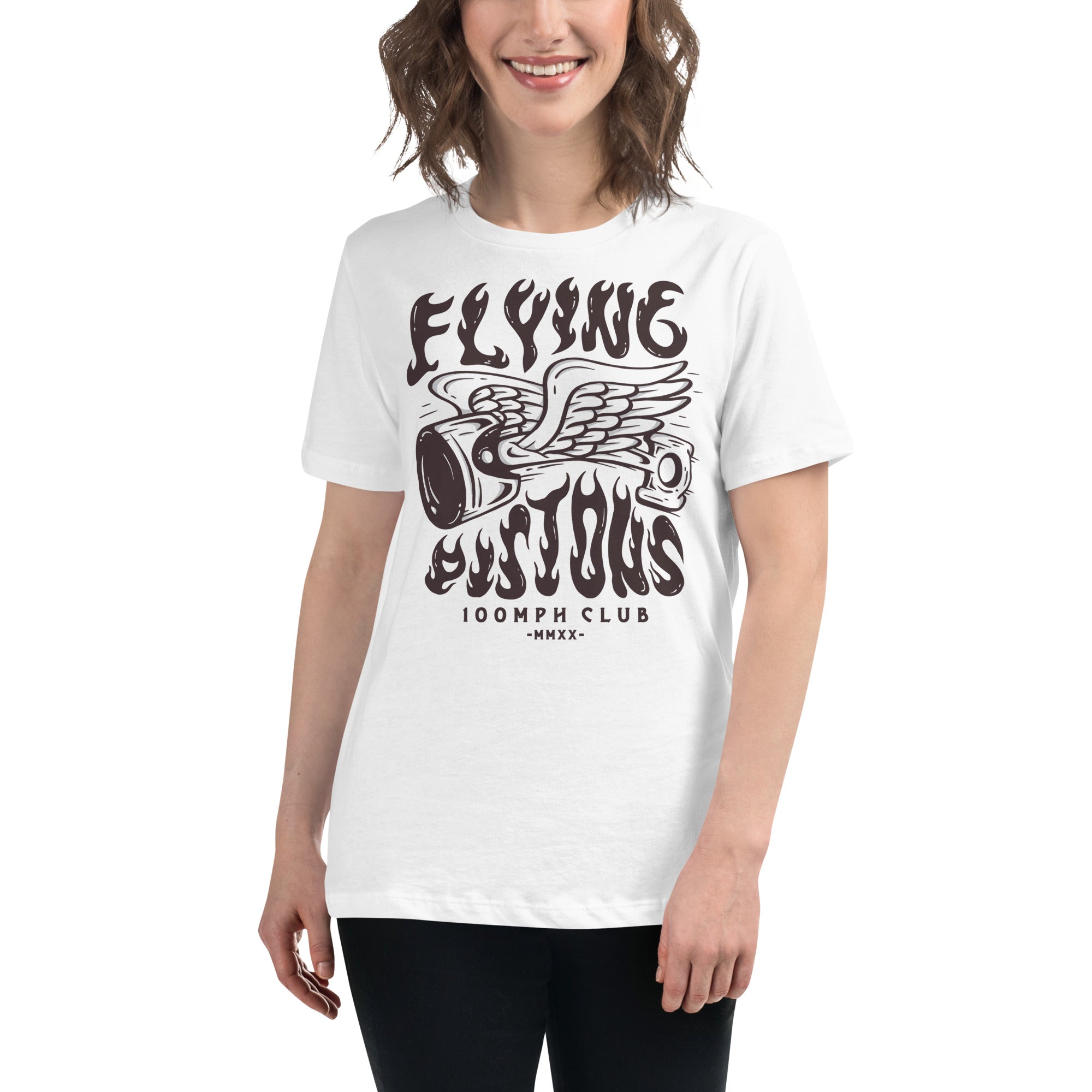 Flying Pistons Tee - Black and White - Women's